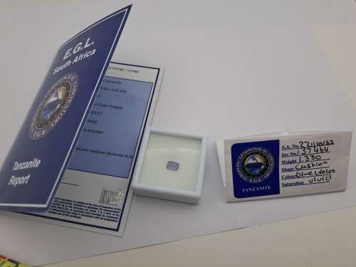 E.G.L Certified 1,330 ct Natural Tanzanite -Cushion -Blue-Violet Vivid AAA,-full report -in Capsule