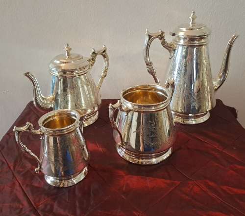 Antique/Vintage  Elkington & Co Silver Plated Tea pot,Coffee pot,creamer and Sugar pot
