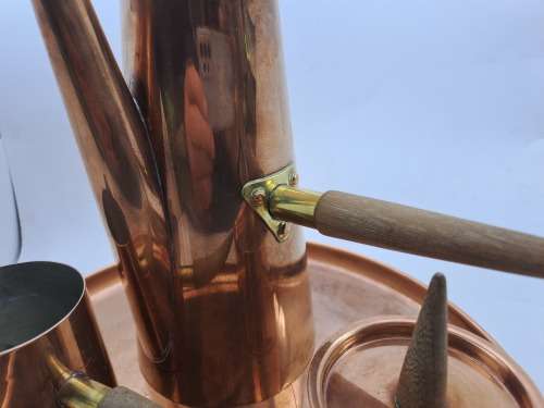 1960s  COPRAL Copper and Brass Coffee Set with Tray and Teak Handles made in Portugal