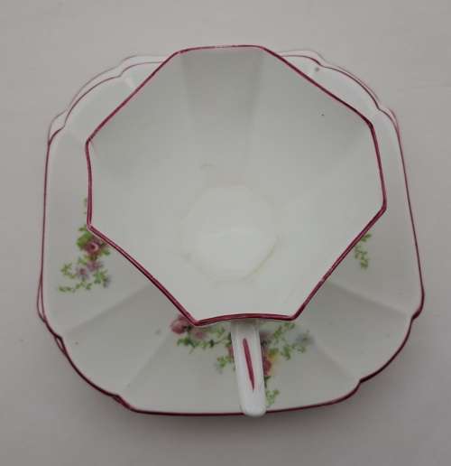 Vintage Shelly Bone China trio (Queen Anne Shape) cup has hairline cracks