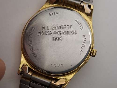 1994 Buren 1509 5ATM Swiss Made Quarts Mens watch- working -Engraved WSAVA Congress 1994