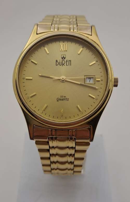 1994 Buren 1509 5ATM Swiss Made Quarts Mens watch- working -Engraved WSAVA Congress 1994