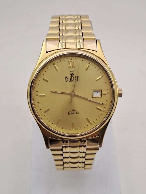 1994 Buren 1509 5ATM Swiss Made Quarts Mens watch- working -Engraved WSAVA Congress 1994