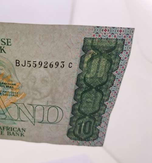1985  South Africa 10 Rand Note (GPC de Kock)