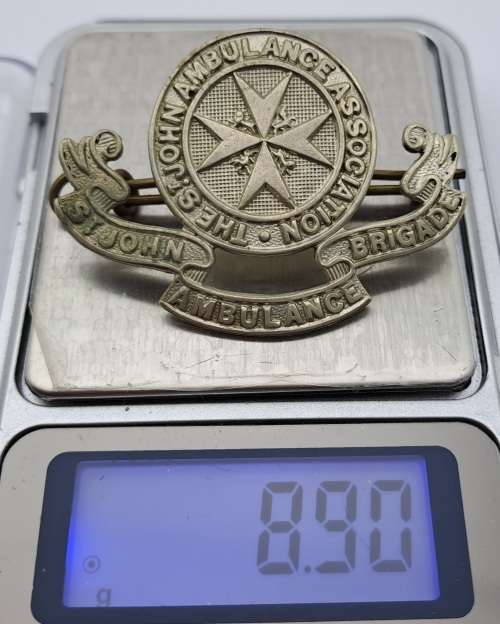 Vintage St. John Ambulance Brigade Badge. 48x35mm -8.9gram (White Metal)