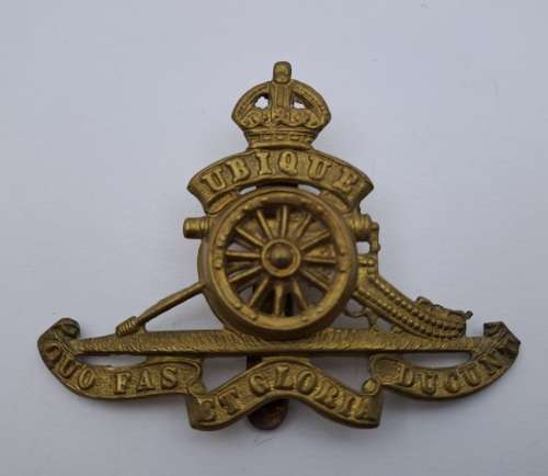 Large Royal Artillery Beret Badge - King`s Crown 67x50mm Brass 16 Gram