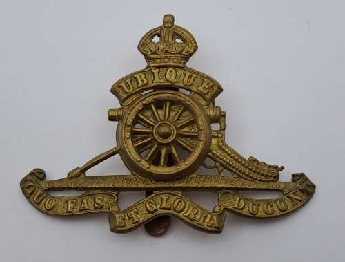 Large Royal Artillery Beret Badge - King`s Crown 67x50mm Brass 16 Gram