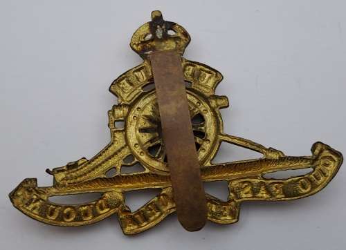 Large Royal Artillery Beret Badge - King`s Crown 67x50mm Brass 16 Gram