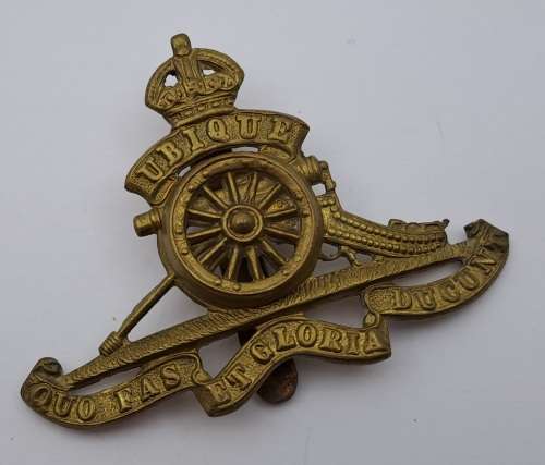 Large Royal Artillery Beret Badge - King`s Crown 67x50mm Brass 16 Gram