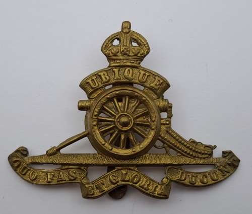Large Royal Artillery Beret Badge - King`s Crown 67x50mm Brass 16 Gram