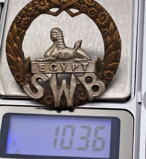 Original WW1 South Wales Borderers SWB Regiment Cap Badge 42x43mm