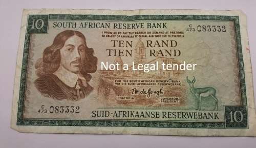 1975-1976   South Africa 10 Rand English - Afrikaans (T.W. de Jongh)