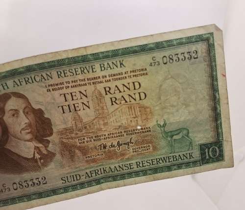 1975-1976   South Africa 10 Rand English - Afrikaans (T.W. de Jongh)
