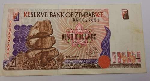 1997 Zimbabwe 5 Dollars