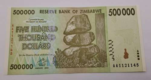 2008  Zimbabwe 500 000 Dollars