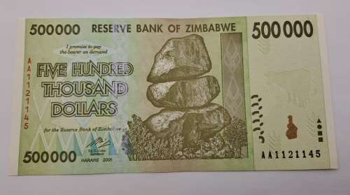 2008  Zimbabwe 500 000 Dollars