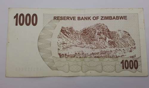2006 Zimbabwe 1000 Dollars Bearer Cheque