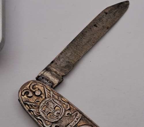 Antique / Vintage  Boerwar Pocket knife with Kruger and De wet - 2 blades (see condition)