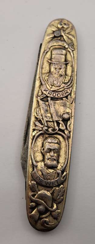 Antique / Vintage  Boerwar Pocket knife with Kruger and De wet - 2 blades (see condition)