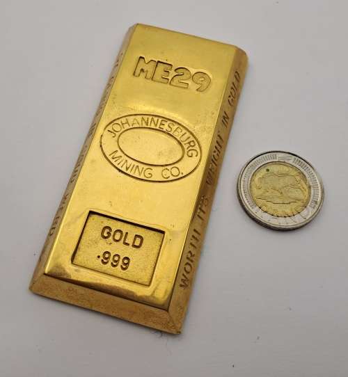 Collectable  .999 Gold Bar (Gold Plated) presented by JHB Mining Co. No ME29 -see description