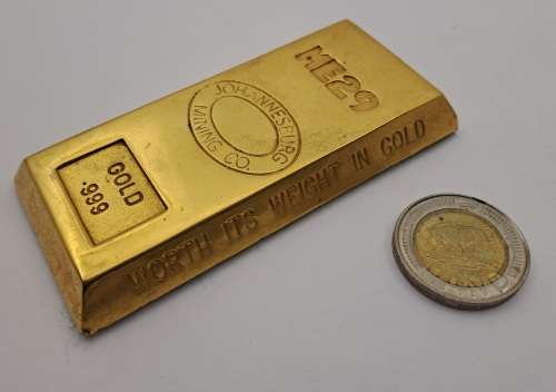 Collectable  .999 Gold Bar (Gold Plated) presented by JHB Mining Co. No ME29 -see description