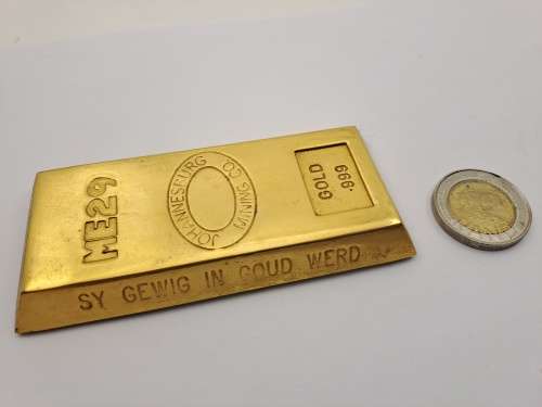Collectable  .999 Gold Bar (Gold Plated) presented by JHB Mining Co. No ME29 -see description