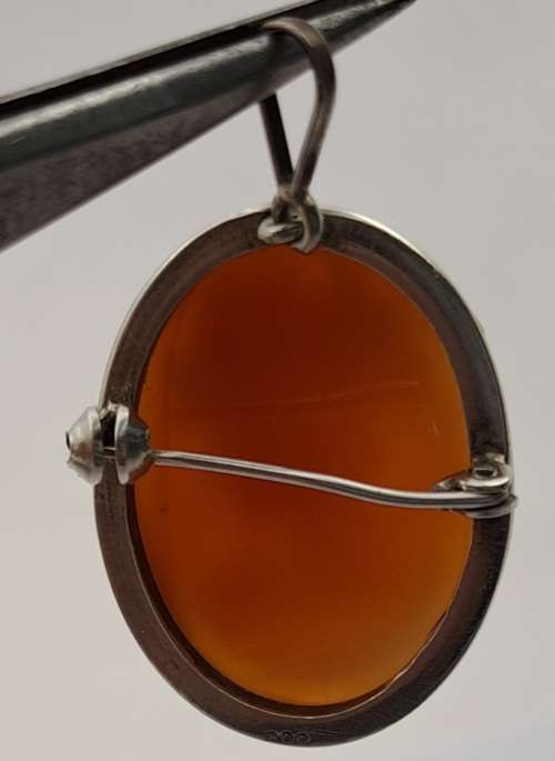 Vintage Silver (.800) Shell Cameo Pendant 29x22mm