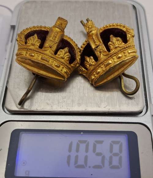 2 x British Kings Crown Badges /Pins 25x26mm