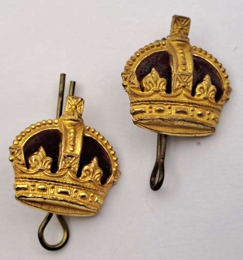 2 x British Kings Crown Badges /Pins 25x26mm