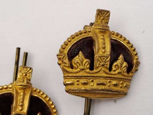 2 x British Kings Crown Badges /Pins 25x26mm