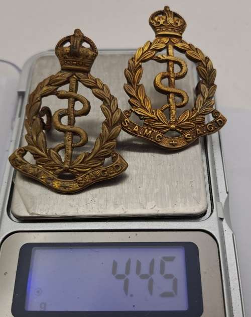 2 WW2 SA Medical Corps badges 42x31mm