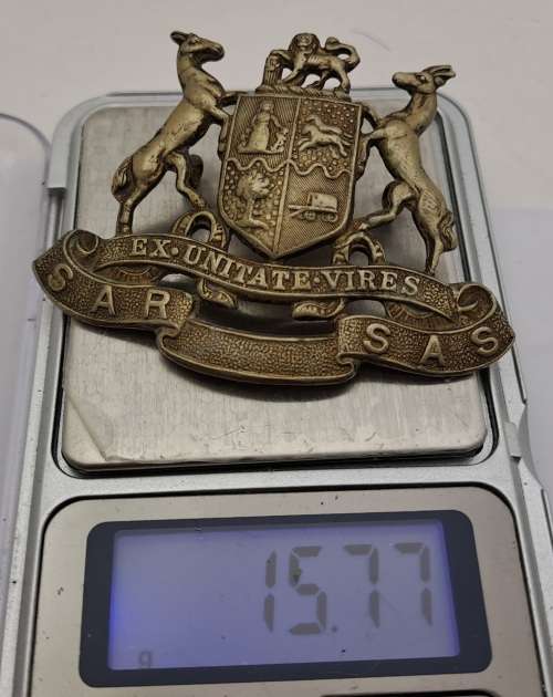 South African Railways Cap badge `Ex unitate Vires` - SAR/SAS  65x48mm