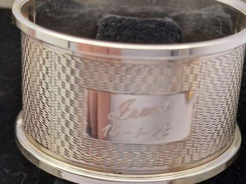 Pair of Vintage 1967&1968 Hallmarked STERLING SILVER napkin Rings Boxed-Engraved