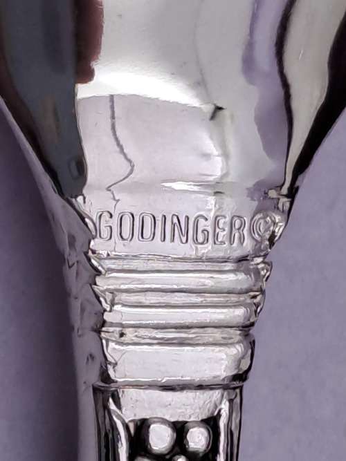 Set of 3 UNUSED Vintage Silver Art serving Utensils Silver Treasures By Goldinger -Boxed