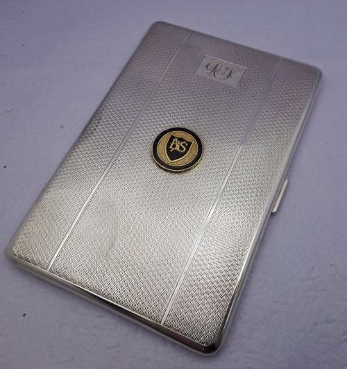 Vintage 1950`s Silver Plated Cigarette Case from Yeoville Boys school -engraved