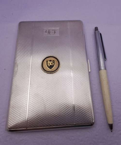 Vintage 1950`s Silver Plated Cigarette Case from Yeoville Boys school -engraved