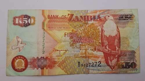 1992  Zambia 50 Kwacha bank note