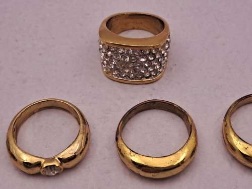 6 Pre-owned Ladies dress rings (Not Gold and not real Diaomds)