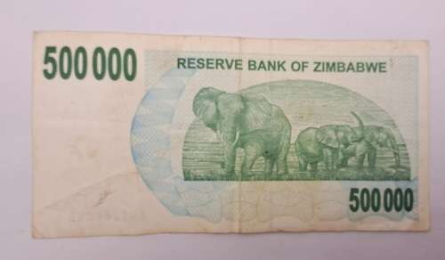 2007 Zimbabwe 500 000 Dollars Bearer Cheque