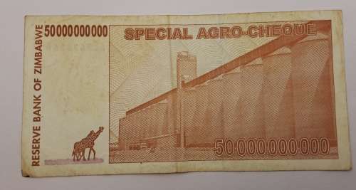 2008   Zimbabwe 50 000 000 000 Dollars Special Agro-Cheque