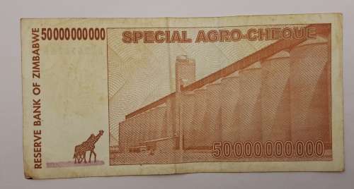 2008   Zimbabwe 50 000 000 000 Dollars Special Agro-Cheque