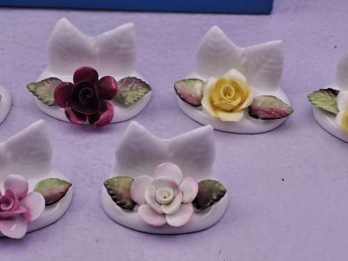 Vintage Coalport  Bone china Flower Name Place Settings Or Menu Holders in Box