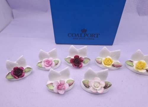 Vintage Coalport  Bone china Flower Name Place Settings Or Menu Holders in Box