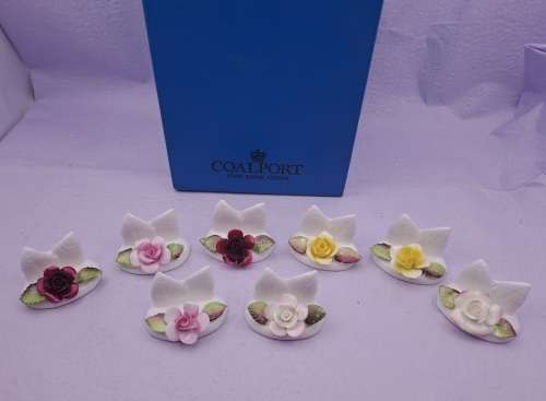 Vintage Coalport  Bone china Flower Name Place Settings Or Menu Holders in Box