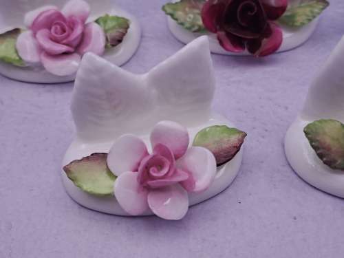 Vintage Coalport  Bone china Flower Name Place Settings Or Menu Holders in Box