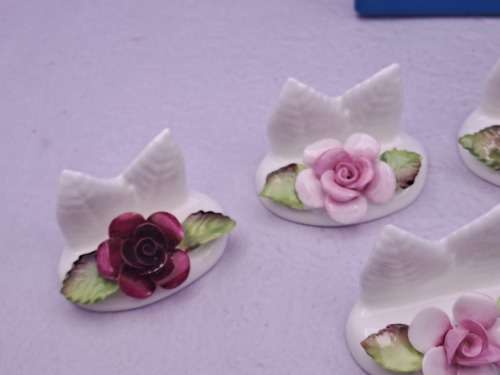 Vintage Coalport  Bone china Flower Name Place Settings Or Menu Holders in Box