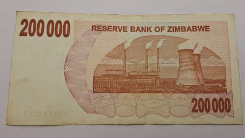2007  Zimbabwe 200 000 Dollars Bearer Cheque