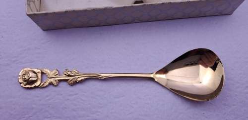 Vintage 2 EETRITE BRABER Gold Plated tea spoons in Box 10cm