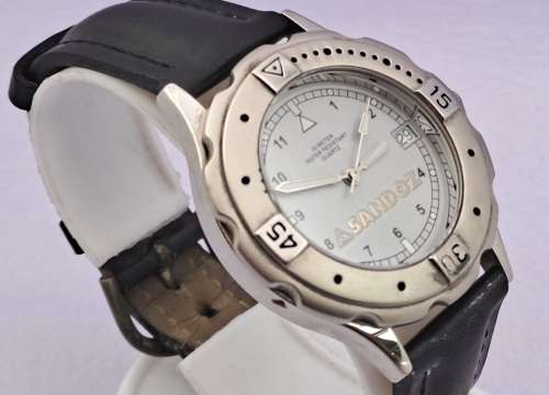 Vintage Sandoz 3 atm Quartz watch with Leather strap ..working (new Battery) original leather box