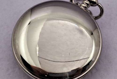 A.E Williams Pewter front Quartz pocket Watch on Chain -Working -New Battery-in box